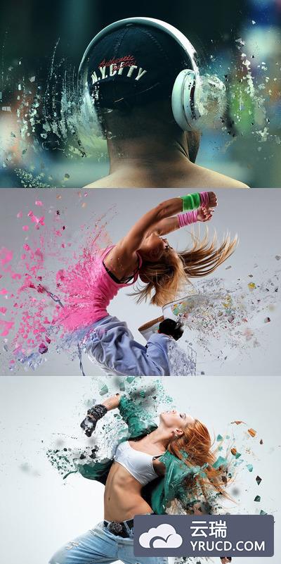 Gif 破碎动画 PS动作下载[PSD]