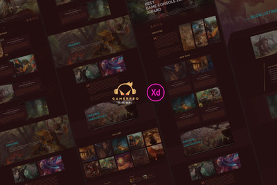 时尚高端简约好用的专业游戏网站设计模板（Adobe XD）