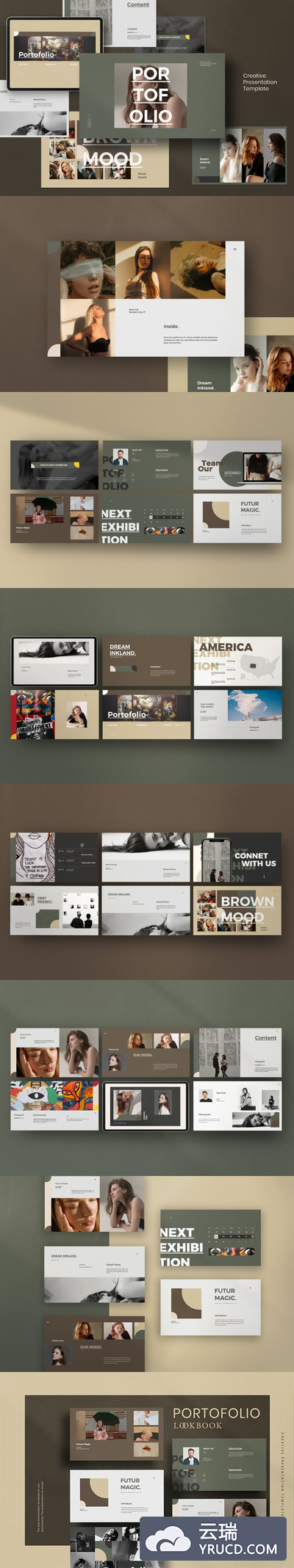 优雅时尚高端专业的高品质lookbook幻灯片演示模板（pptx）