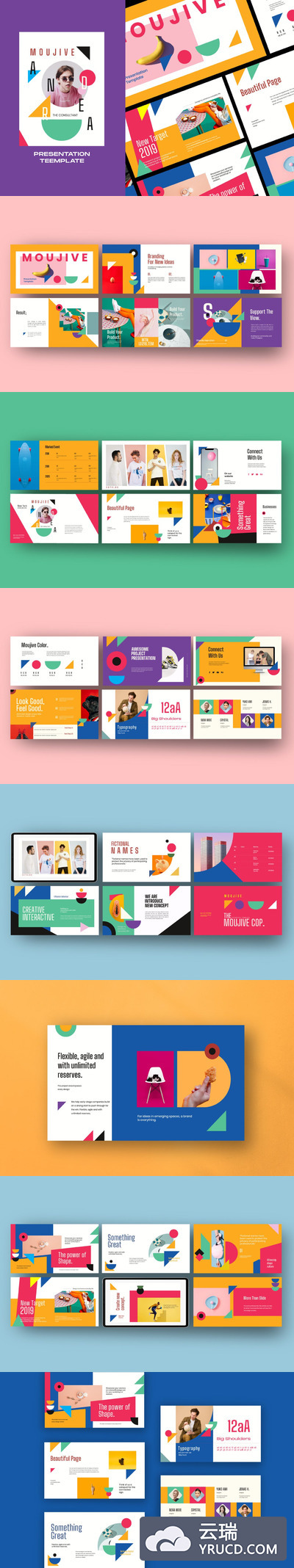 时尚高端柔和色彩配色的专业keynote幻灯片演示模板（key）