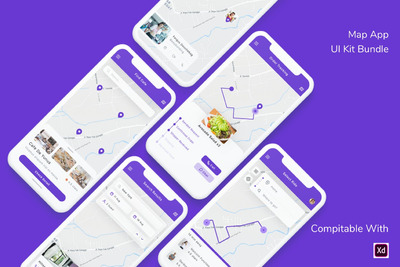 地图 App UI Kit 组件素材包 -(XD)
