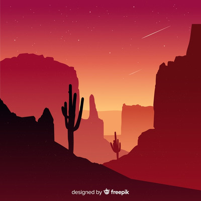 夜晚的沙漠景观背景插画