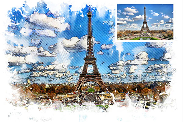 水彩绘画素描照片处理Photoshop动作下载