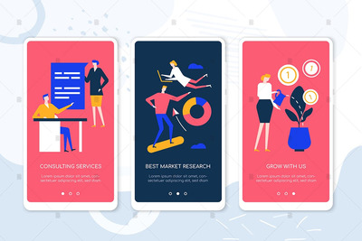 个人成长课程APP手机班插画素材下载（EPS）