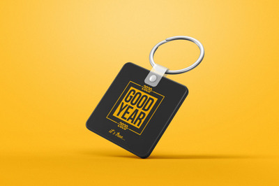 简约方形钥匙链展示样机模型