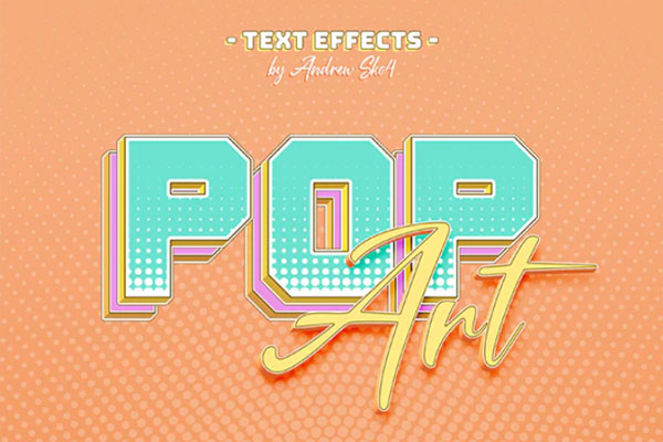 复古80年代波普艺术切片文字效果图层样式psd素材