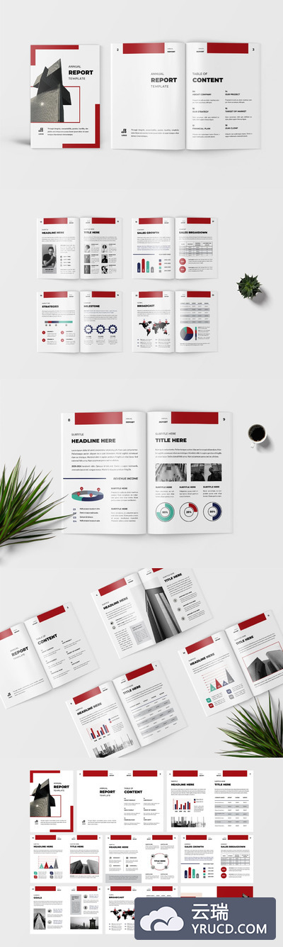 时尚高端简约年度报告品牌手册画册宣传册杂志设计模板（AI，INDD）