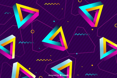 80年代风格的几何图形背景 Geometric background in 80s style | Free Vector