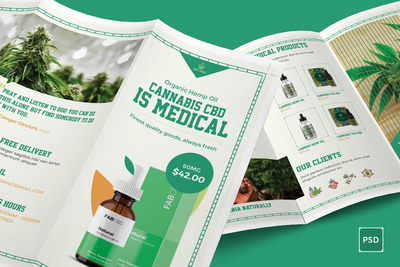 植物精华类产品设计展示三折页模板下载(PSD)