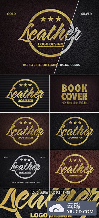 黄金&白银压纹皮革纹理样机模板