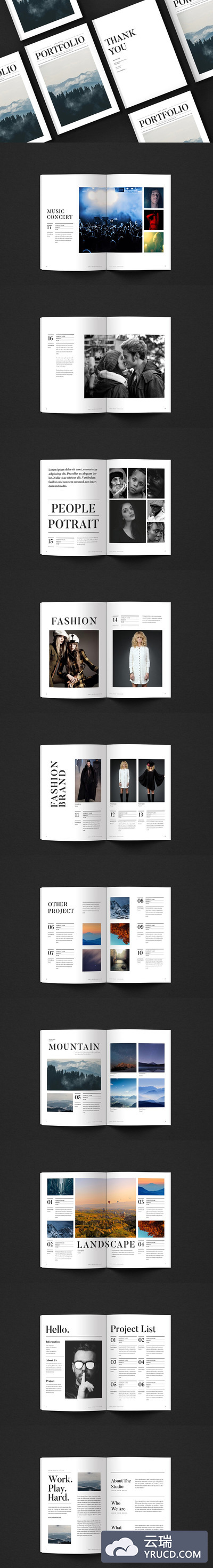 极简主义的时尚作品集画册模板