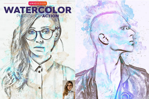 水彩艺术绘画效果照片后期处理ps动作