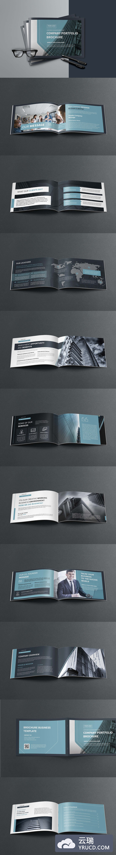 高端深蓝主题企业/公司简介手册设计模板