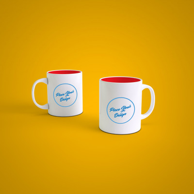 一对优质的咖啡杯样机展示模型[PSD]