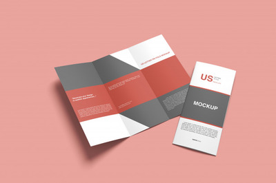 折叠和打开三折页样机模型