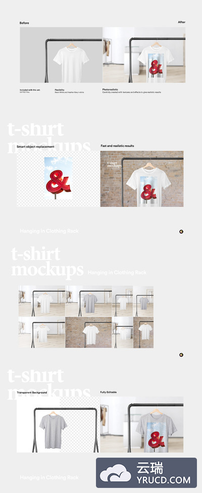 挂着的T恤样机素材下载（PSD）