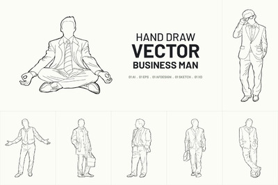 时尚高端简约少见稀有的手绘矢量商业人物插画集合（AI，EPS，SKETCH，AFDESIGN）