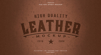 皮革印压文本效果样机模型