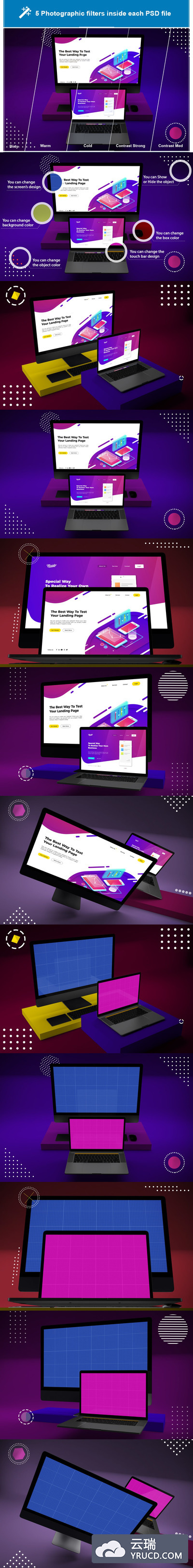 抽象场景的网页设计展示样机下载（PSD）