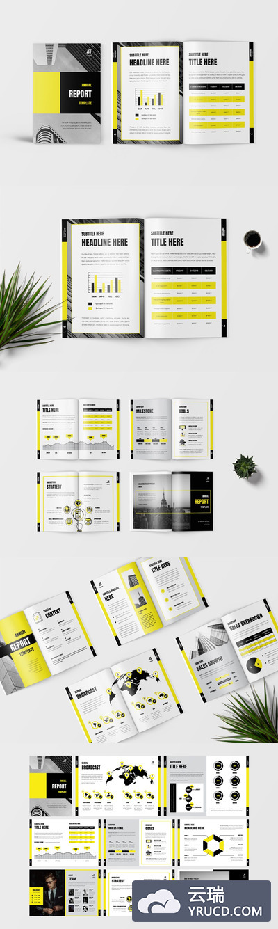 简约好用的多用途高品质年度报告品牌手册画册宣传册杂志房地产楼书设计模板