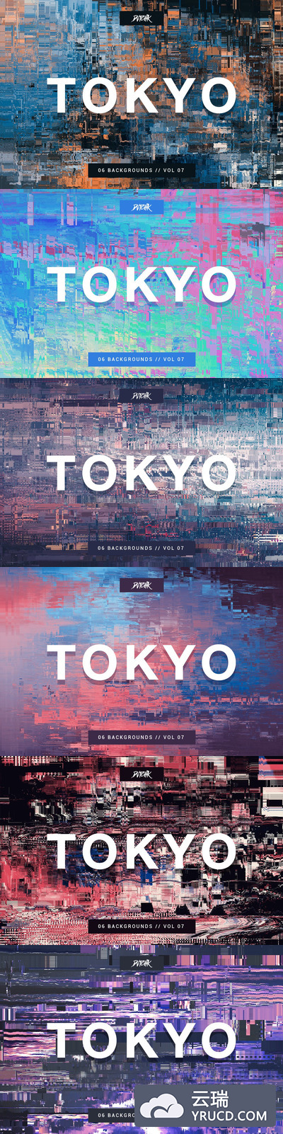 东京城市小故障效果的背景底纹纹理集合