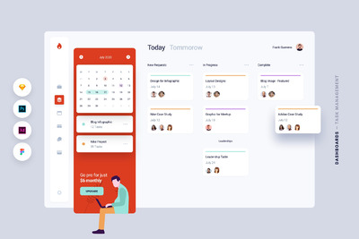 任务管理仪表盘UI套装下载（Sketch,PSD,XD,Fig）