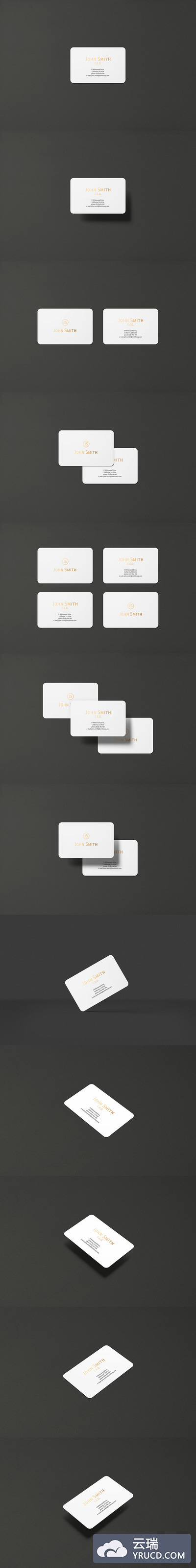 8.5x5.5 圆角高端商业名片设计样机下载（PSD）