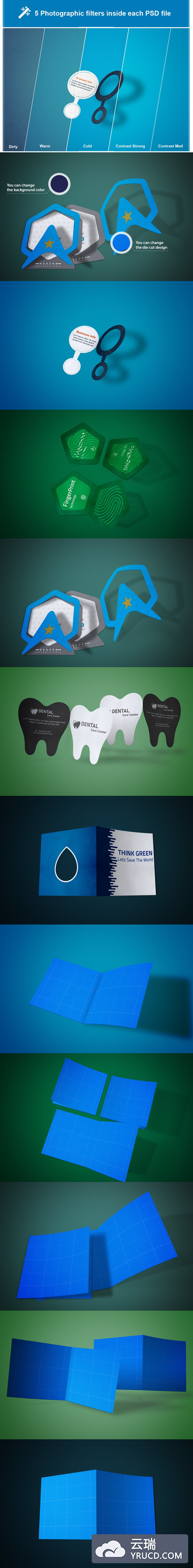 创意折卡设计展示样机下载（PSD）