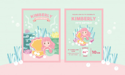 美人鱼生日派对邀请函模板