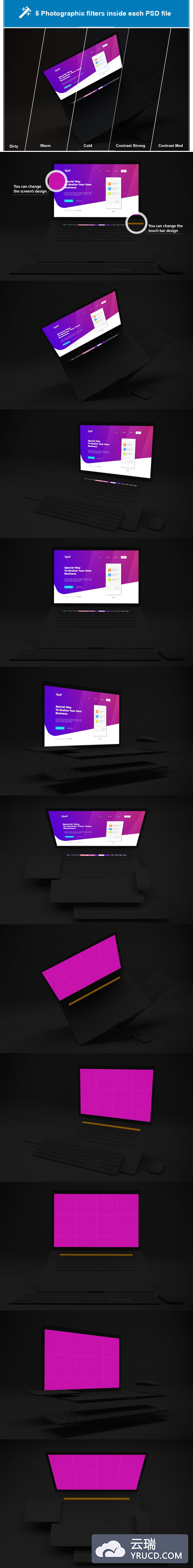 深色 Macbook Pro 电脑样机下载 [PSD]