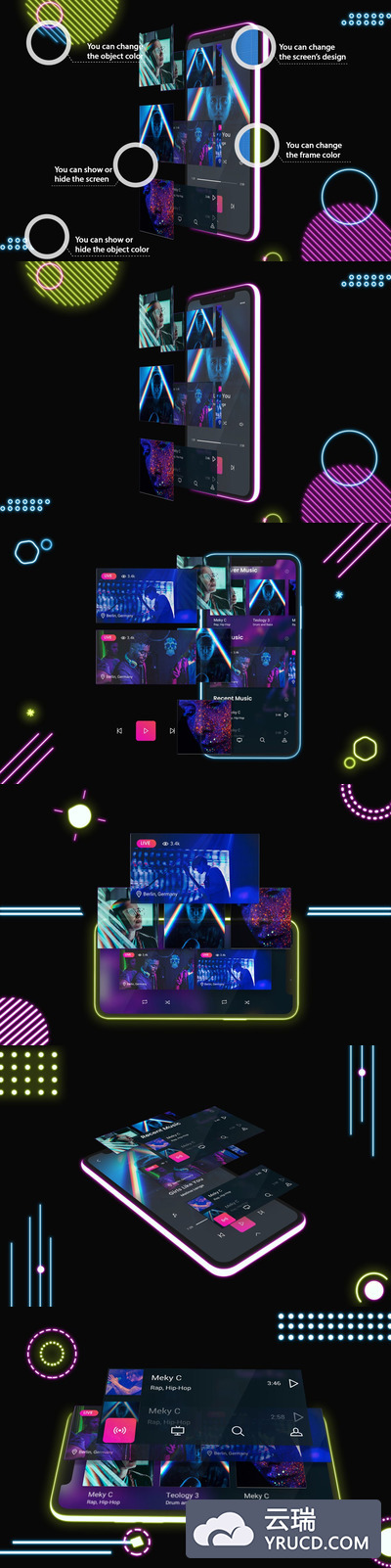 霓虹灯风格的 iPhone 11 样机下载 [PSD]