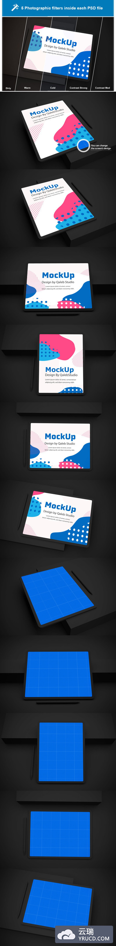 深色 iPad Pro 酷炫风格样机下载 [PSD]