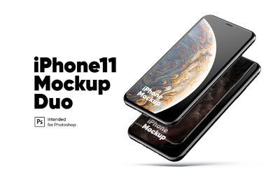 iPhone 11 双面手机样机下载 [PSD]