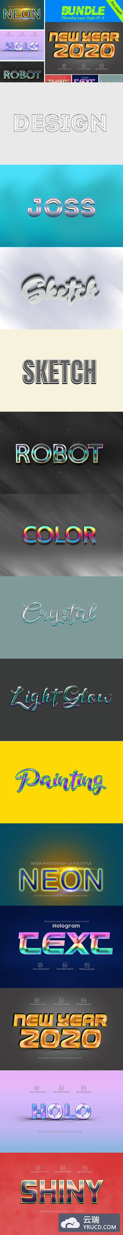 15款不同风格的ps文本图层样式素材合集