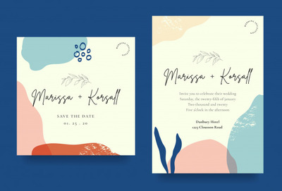 优雅的婚礼请柬带有抽象的形状设计模板