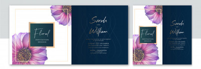 奢华的花卉装饰邀请函模板