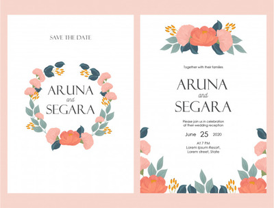 植物花卉婚礼请柬设计模板