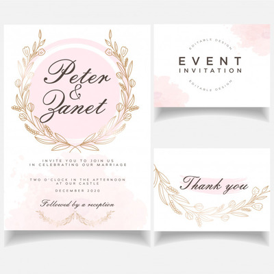 优雅的女性活动邀请函植物装饰设计模板