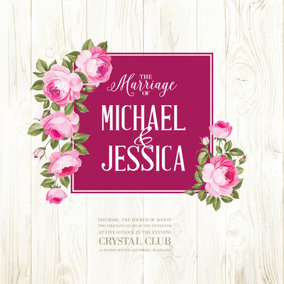 经典花卉装饰的结婚请帖设计模板