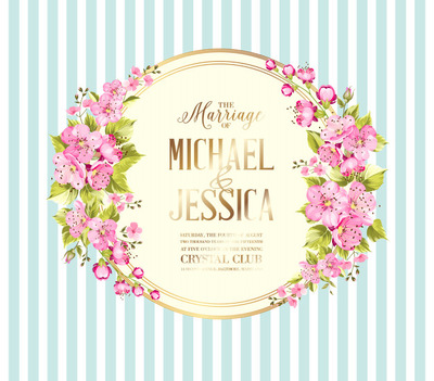 优质矢量花卉装饰婚姻请柬模板