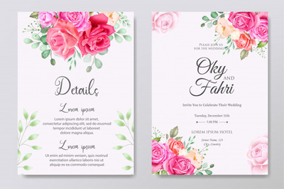 美丽的水彩婚礼卡片设计模板