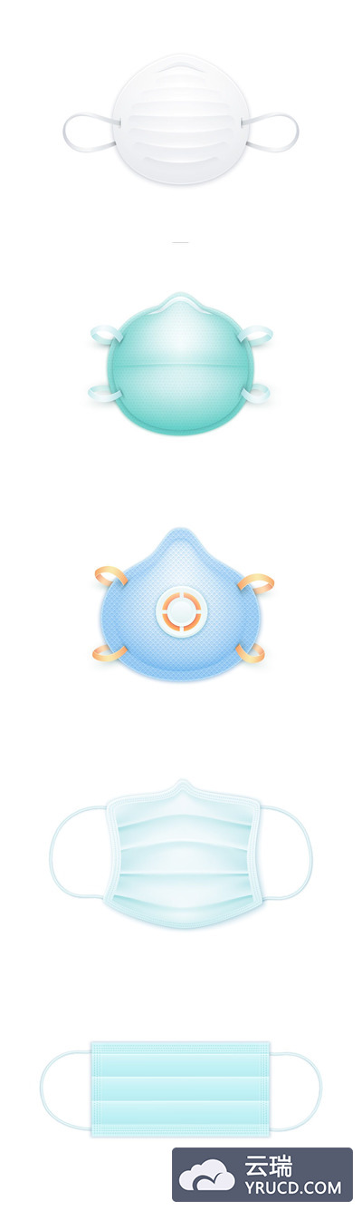 逼真的口罩和呼吸器插画设计（Ai）