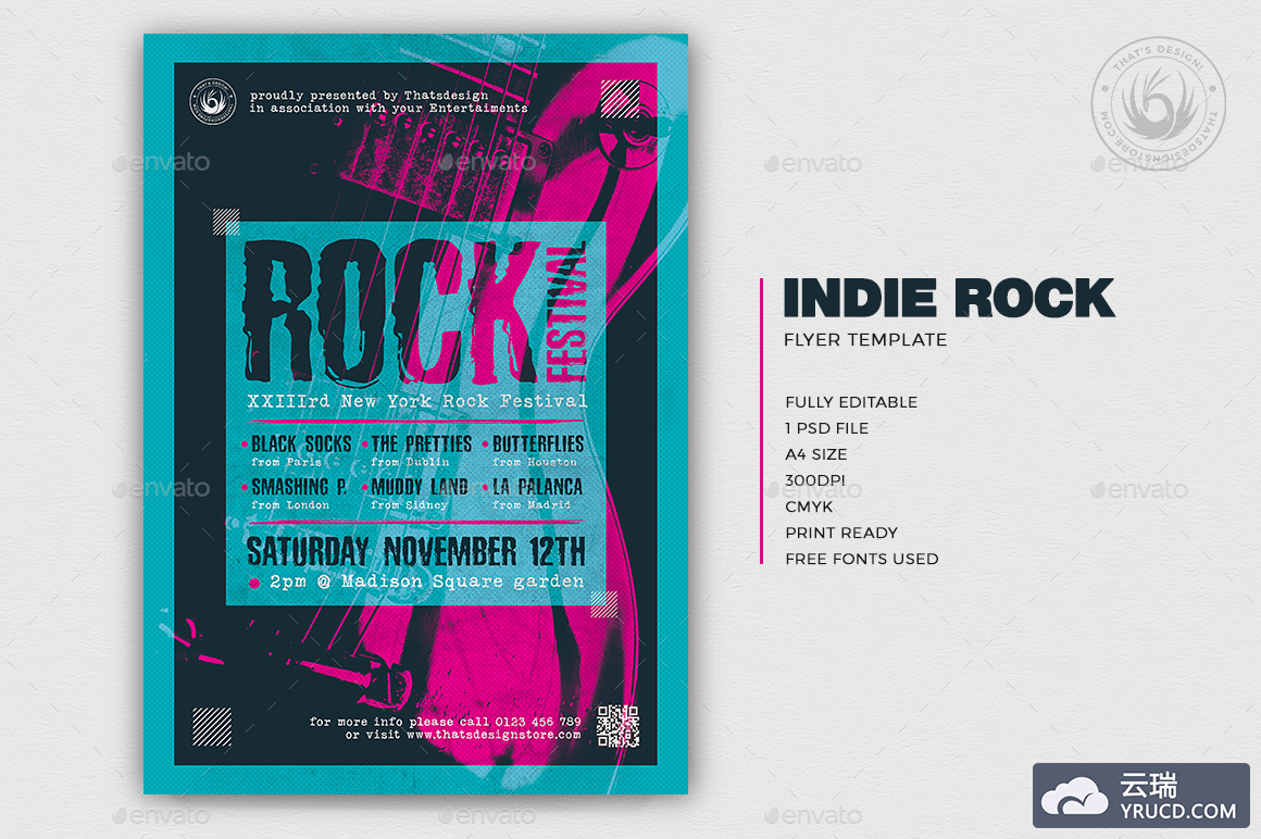 摇滚音乐节活动海报传单设计模板