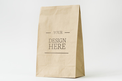 简约时尚逼真质感的纸袋展示样机