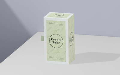 清新简约的护肤品盒子包装展示样机模型