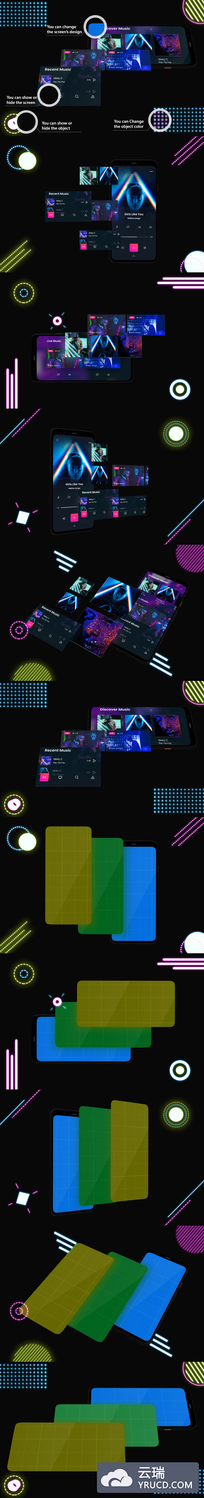 霓虹灯 Pixel 4 手机样机下载[PSD]