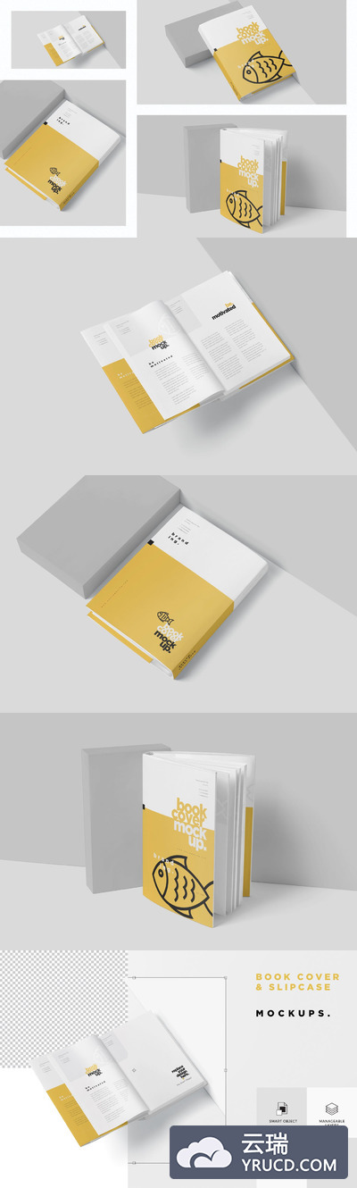 书籍封面和防尘外套样机[PSD]