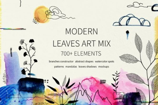 700+矢量叶子元素现代图形艺术收藏集