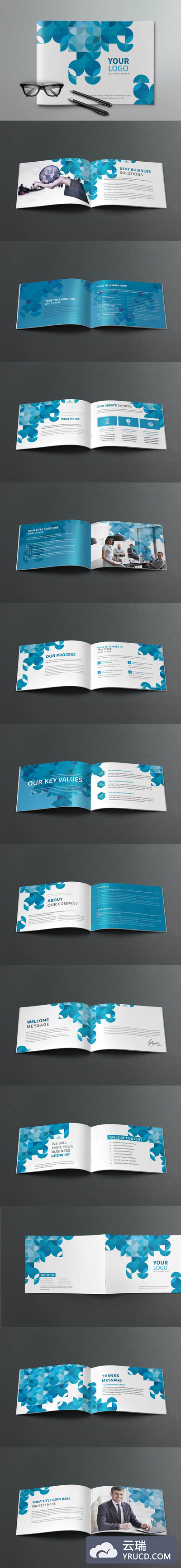 现代高端时尚设计风格蓝色公司宣传册模板