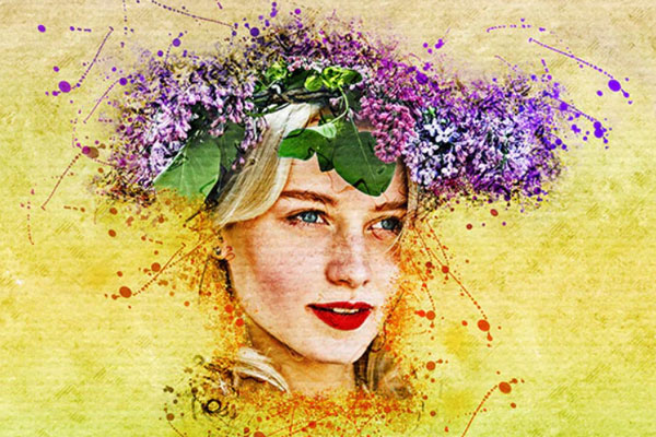 创意艺术水彩颜料照片效果ps动作下载